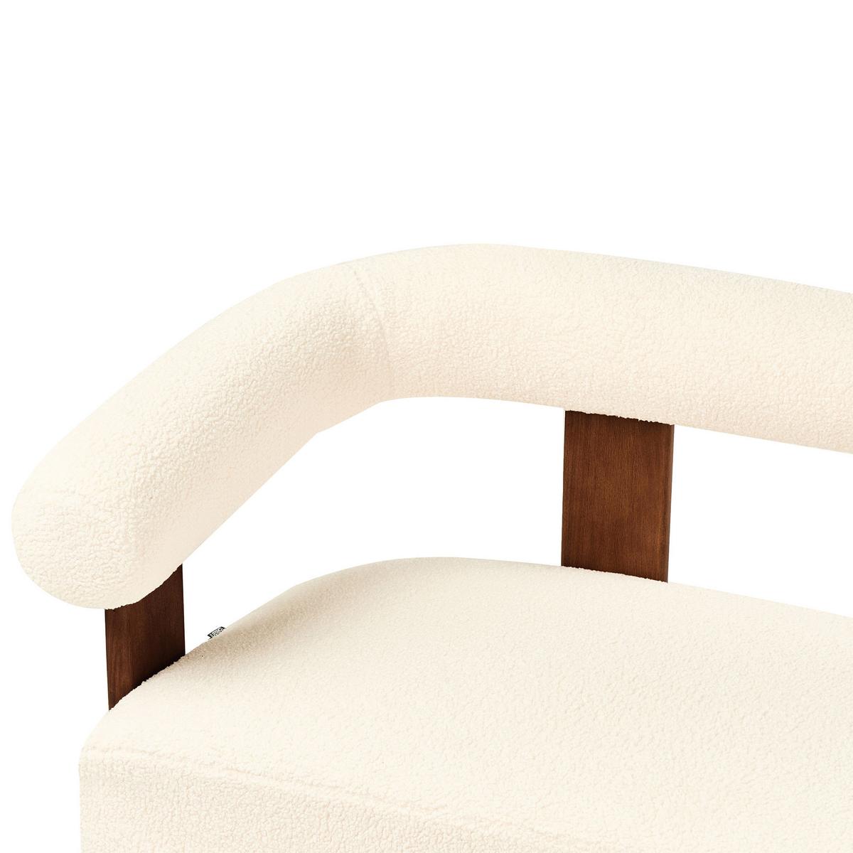 2-SITZER-SOFA Bouclé Cremeweiß/Dunkelbraun Ilbro - Creme, Textil (138/76/68cm) - Beliani