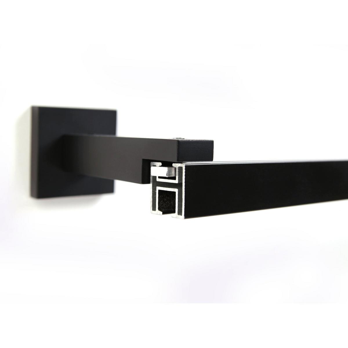 GARDINENSCHIENE auf Maß 1-lauf Wandmontage Cube 130cm - Schwarz, Metall (130cm) - Deco-Raum