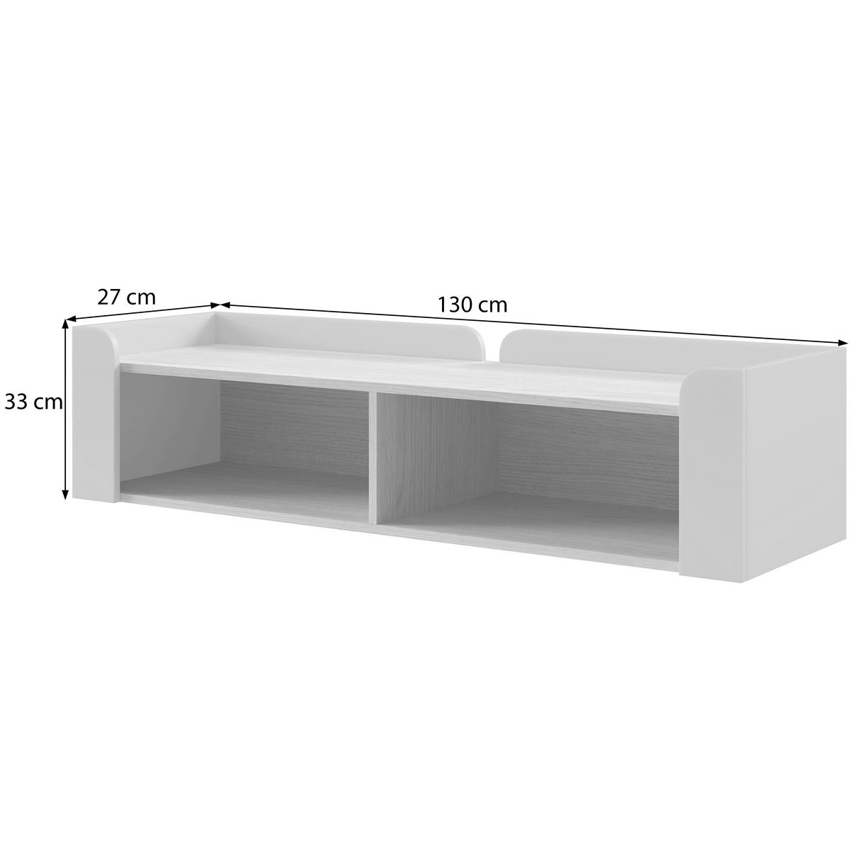 WANDREGAL Sorella mit 2 offenen Regalböden, 130 cm, Macadamia + Eiche Mavelie - Eichefarben/Beige, Holzwerkstoff (130/33/27cm) - Beautysofa