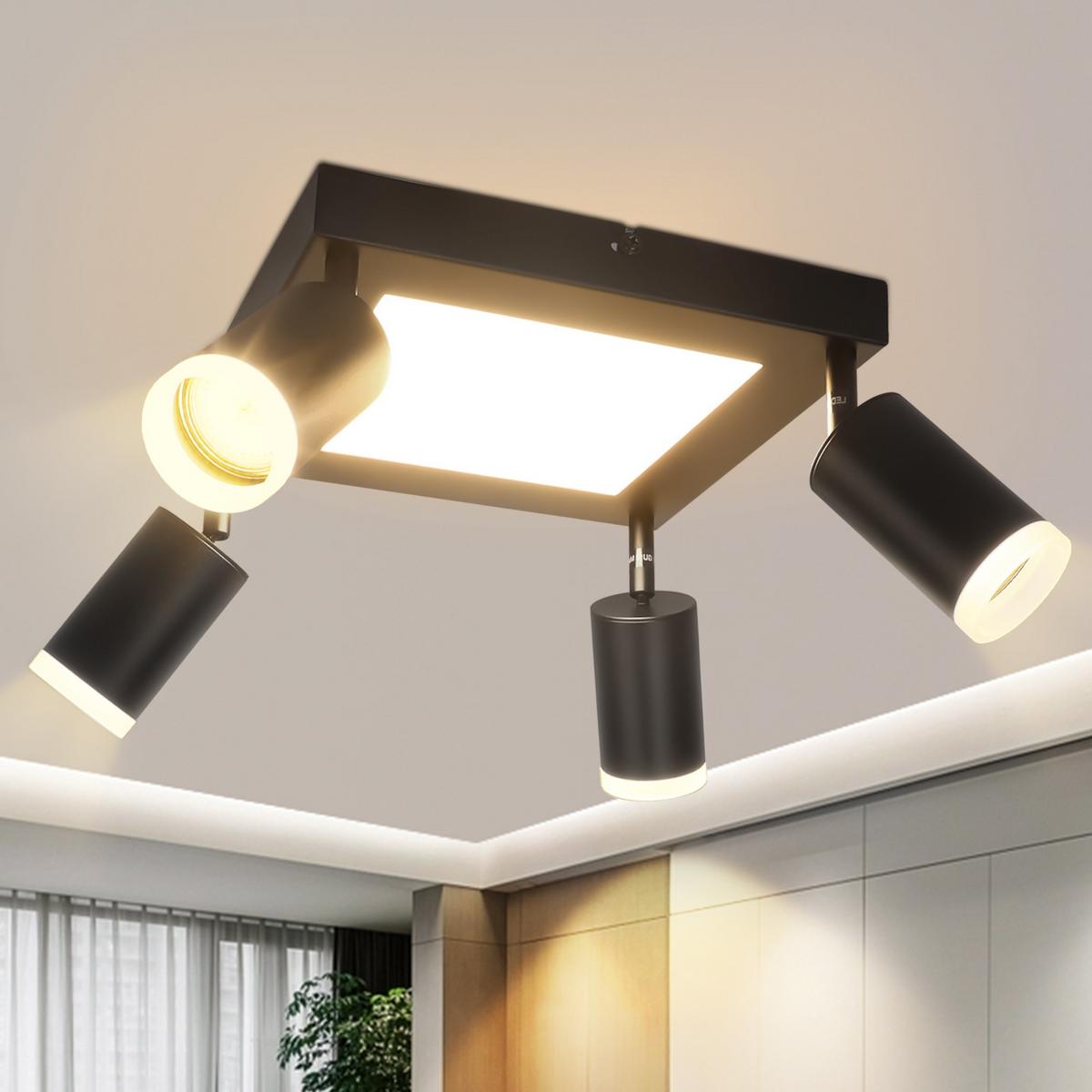 DECKENSTRAHLER Bonn 4-flammig 25/8/16.9 cm - Schwarz, Metall (25/8/16.9cm) - Nettlife
