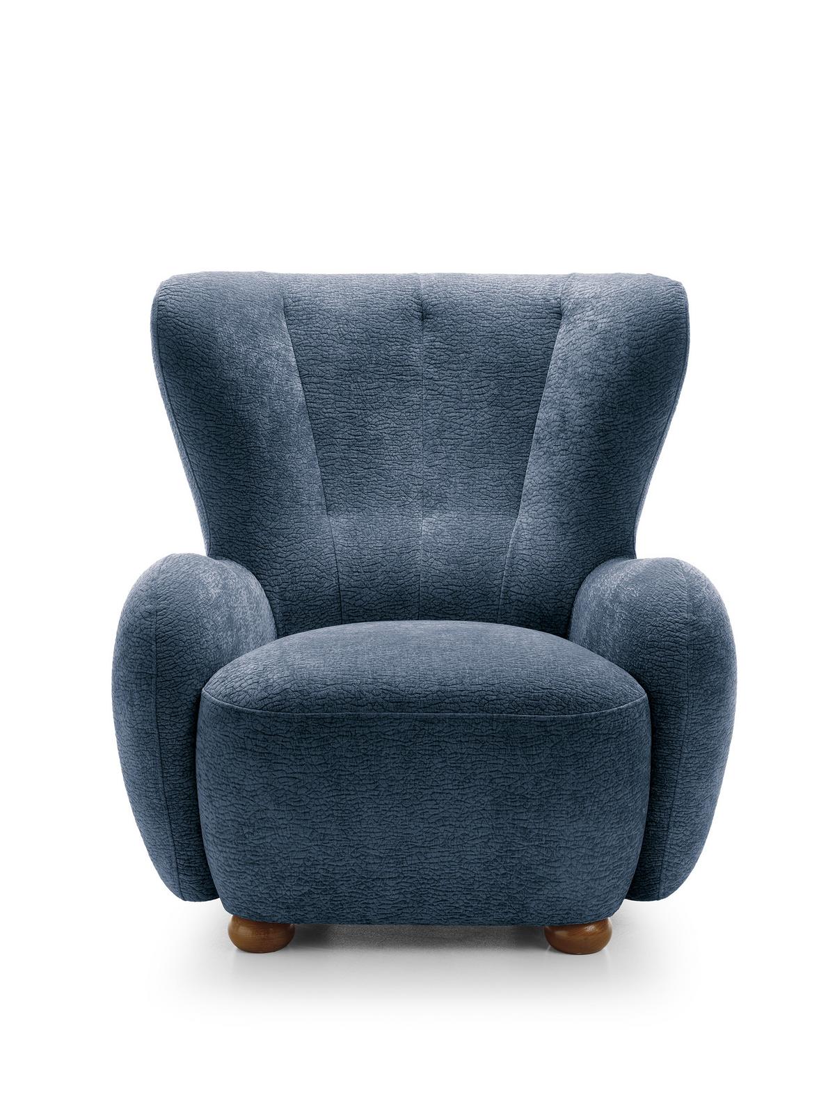 SESSEL MIST, Polstersessel Klassisch Loungesessel, Chenille-Stoff Blau - Blau, Holz/Holzwerkstoff (88/91/100cm) - MASSENO