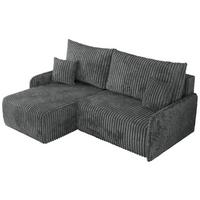 ECKSCHLAFSOFA ARPA L Dunkelgrau Cord - links - Dunkelgrau/Schwarz, Kunststoff/Textil (198/150cm) - MKS