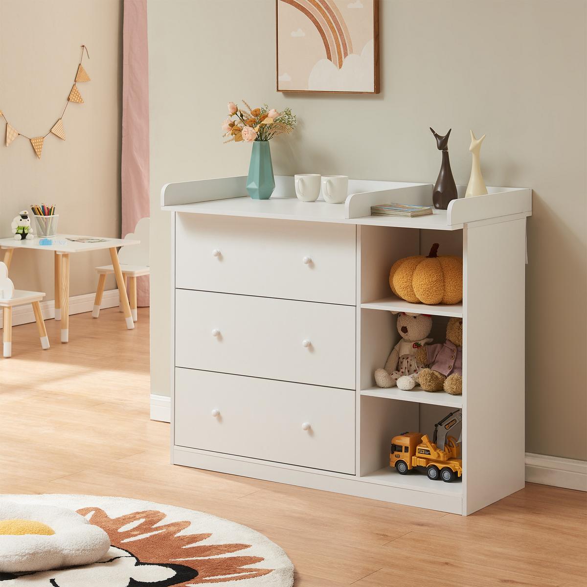 WICKELKOMMODE Beldinupp - Weiß, Holzwerkstoff (55/93/110cm) - [en.casa]