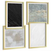 BILDER SET 4er Set - 50x50 cm & 40x60 cm Goldrahmen - Steintexturen - Goldfarben, Kunststoff (50/50cm) - TULUP