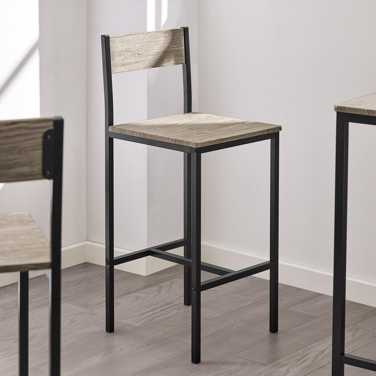 BARTISCH + 2 x BARSTÜHLE - Naturfarben, Holzwerkstoff (89/87/45cm) - SoBuy