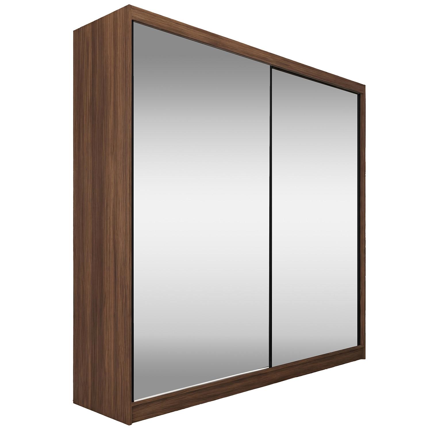 SCHWEBETÜRENSCHRANK Debra II mit Schubladen und Spiegel 200/216/61 Walnuss - Walnussfarben, Holzwerkstoff (200/216/61cm) - Beautysofa