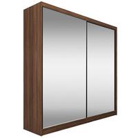 SCHWEBETÜRENSCHRANK Debra II mit Schubladen und Spiegel 200/216/61 Walnuss - Walnussfarben, Holzwerkstoff (200/216/61cm) - Beautysofa