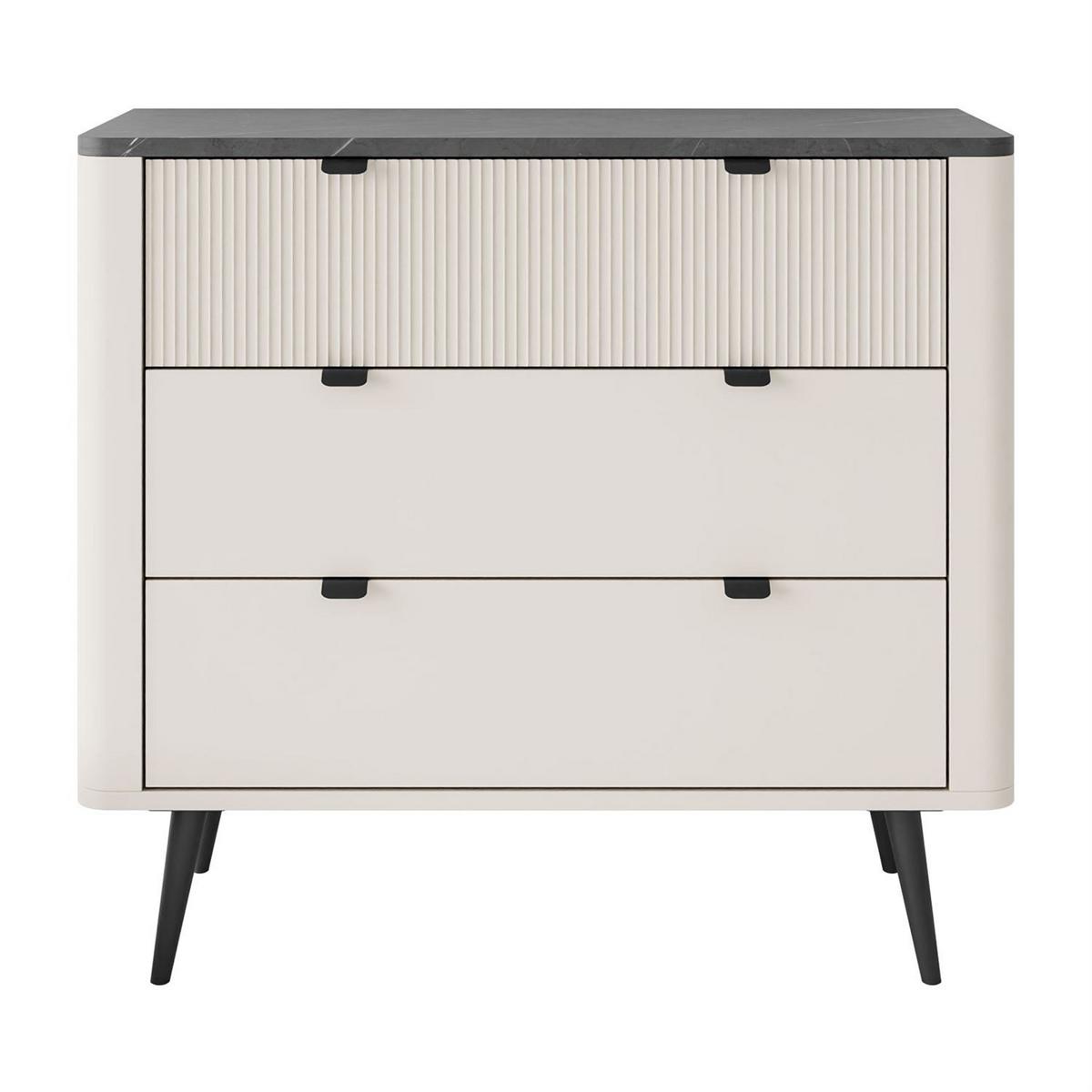 KOMMODE für das Wohnzimmer AUTUMN 3S auf hohen Beinen, Kaschmir / Grauer Stein - Beige, Holzwerkstoff (90/82/40cm) - Lookway