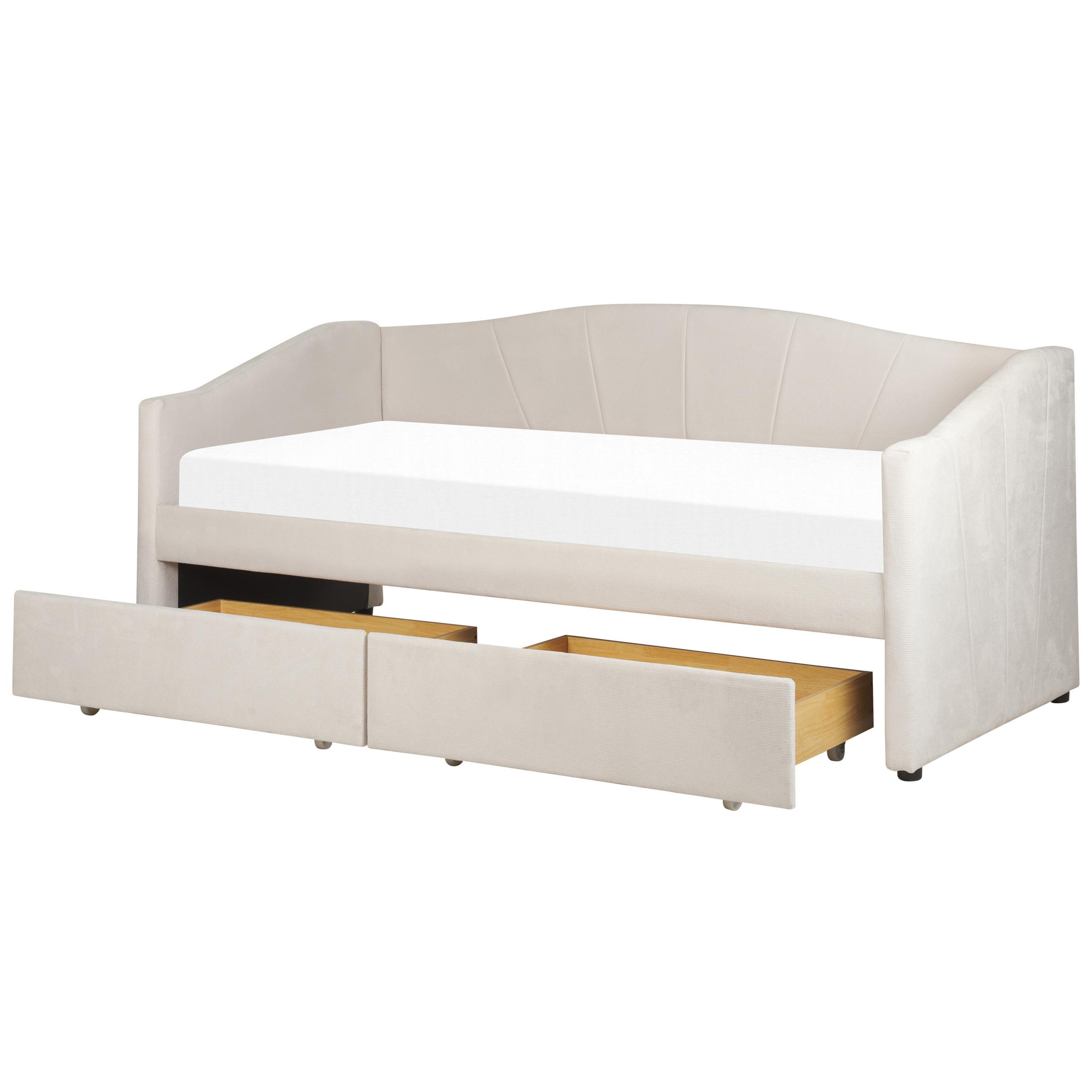 TAGESBETT mit Stauraum 90x200 cm Beige Vittel - Beige, Textil (90/200cm) - Beliani