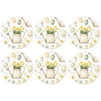 GLASUNTERSETZER Gießkanne - Blumen - Eier Tischset für Gläser 10x10 cm - Weiß, Naturmaterialien (10/0.2cm) - MuchoWow