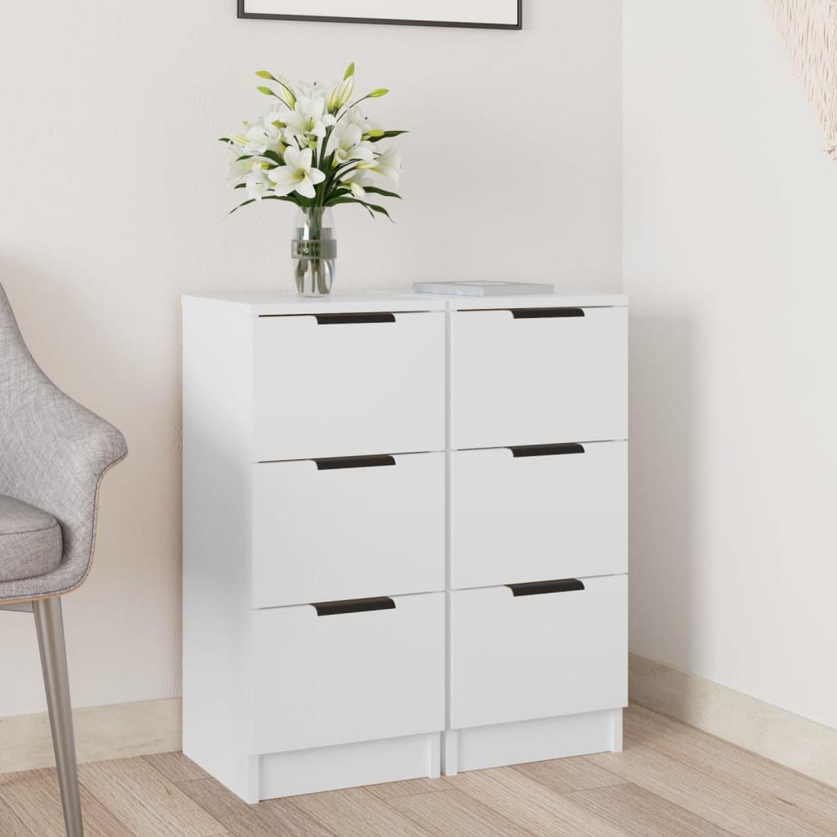KOMMODE Bennett 30/30/70 cm 2er-Set - Weiß, Holzwerkstoff (30/70/30cm) - Nettlife