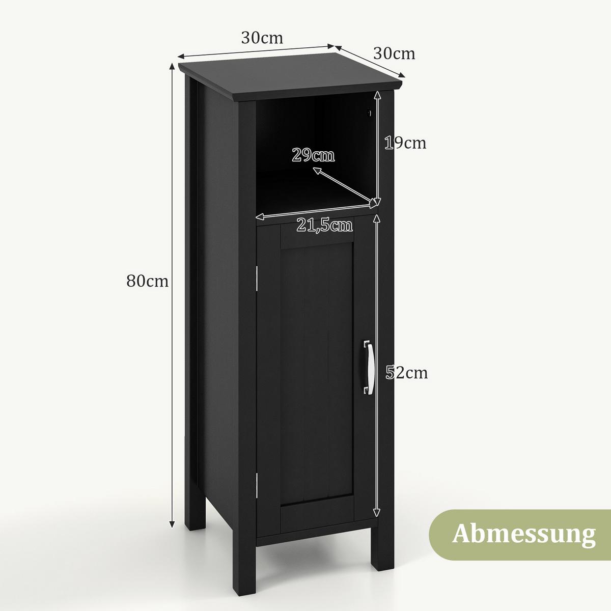 AUFBEWAHRUNGSSCHRANK Schwarz - Schwarz, Holzwerkstoff (30/80/30cm) - COSTWAY