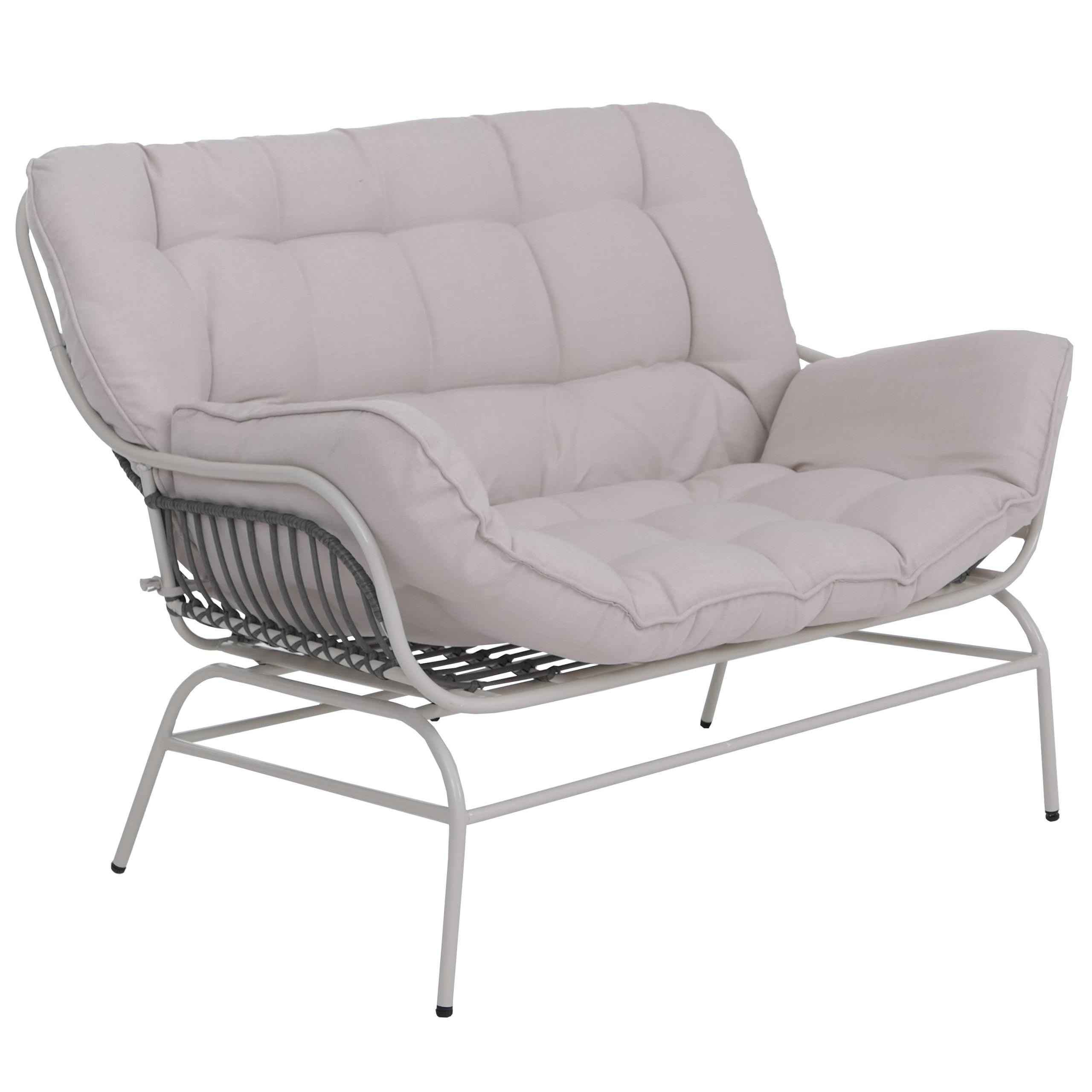 SOFA Hellgrau, Beige - Beige/Hellgrau, Metall (121/93/87cm) - MCW