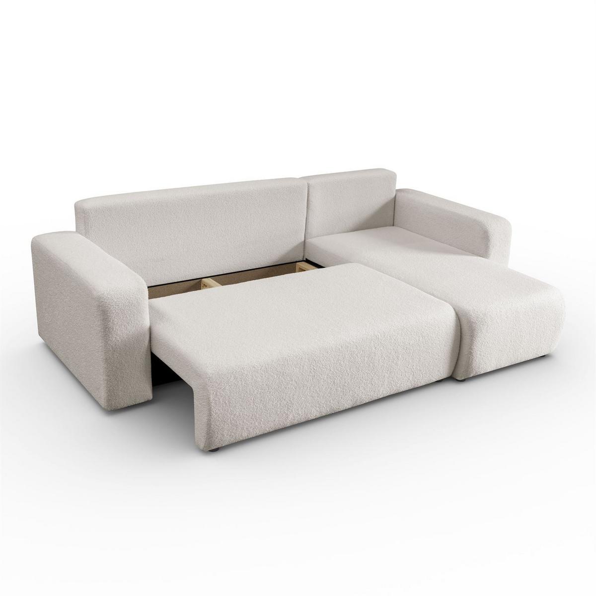 ECKSOFA VESPO L mit Schlaffunktion und Bettkasten - Ecru, Textil (247/143cm) - Lookway