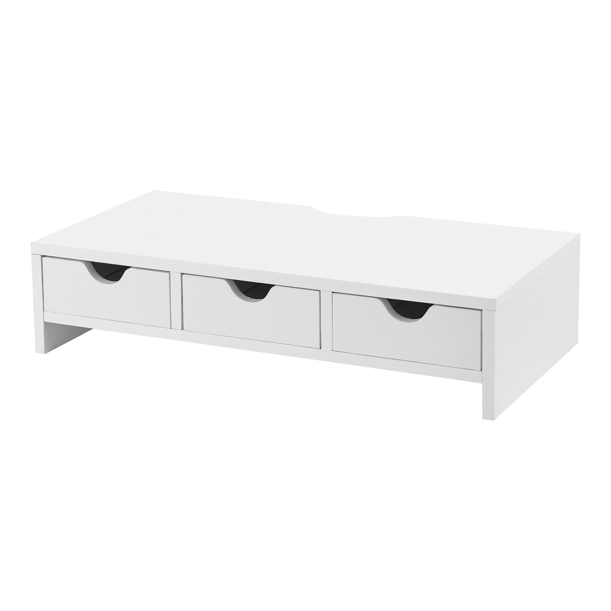 MONITORSTÄNDER Ruovesi - Weiß, Holzwerkstoff (25/51/12cm) - [en.casa]