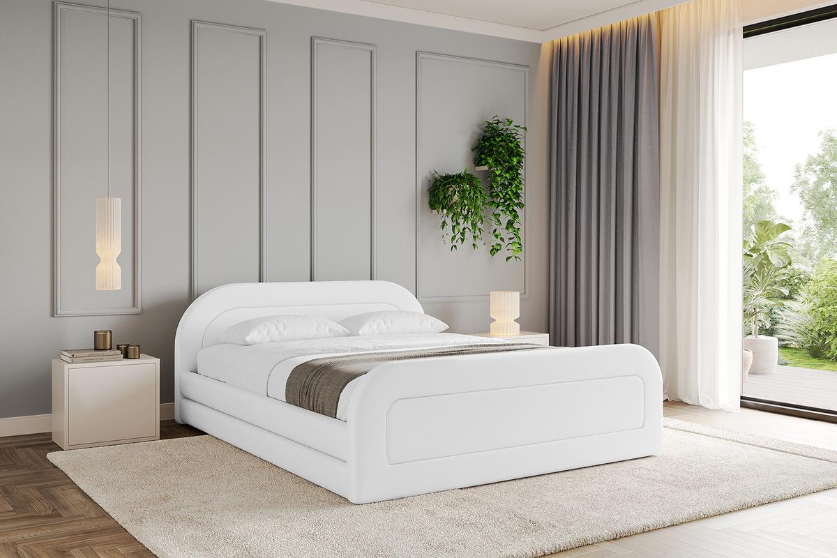 POLSTERBETT mit Bettkasten, Fußteil und Lattenrost, Boxbett ohne Matratze - LERIS-v1-Z 180x200 Weiß Kunstleder - Weiß Hochglanz, Holzwerkstoff/Textil (180/200cm) - ALTDECOR