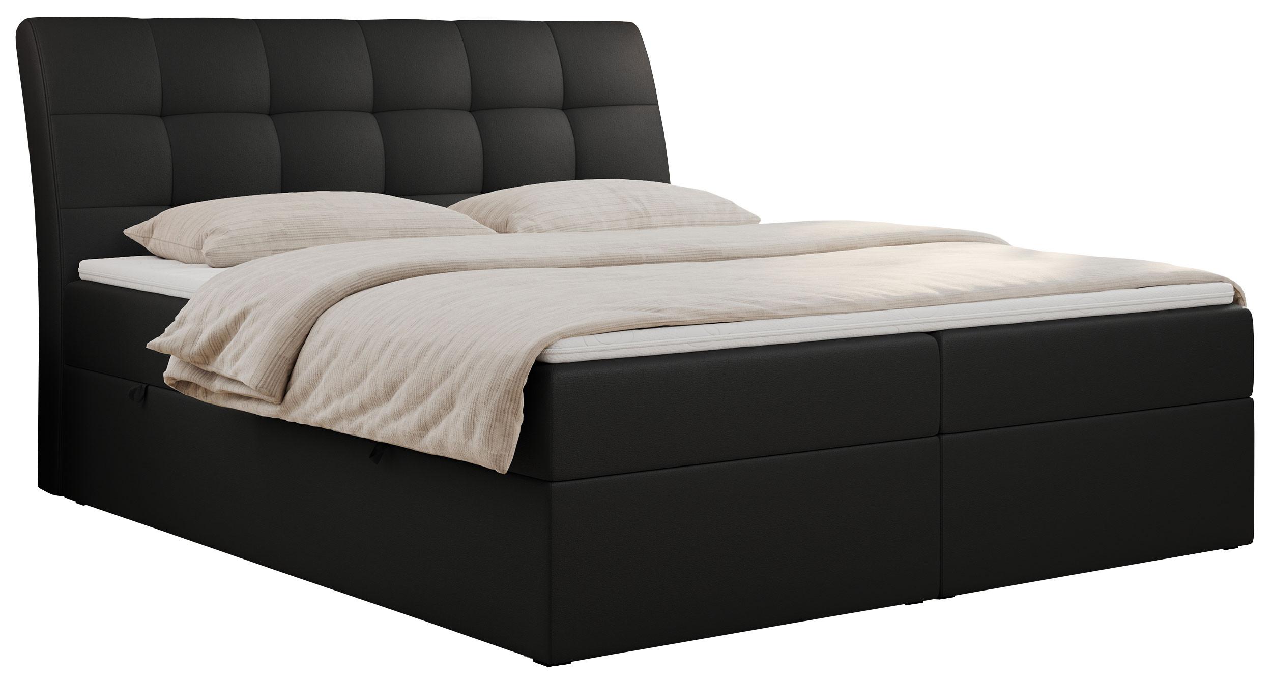 BOXBETT DIEGOS 160/200 Schwarz Kunstleder - H4 - Schwarz, Holz/Textil (160/200cm) - MKS