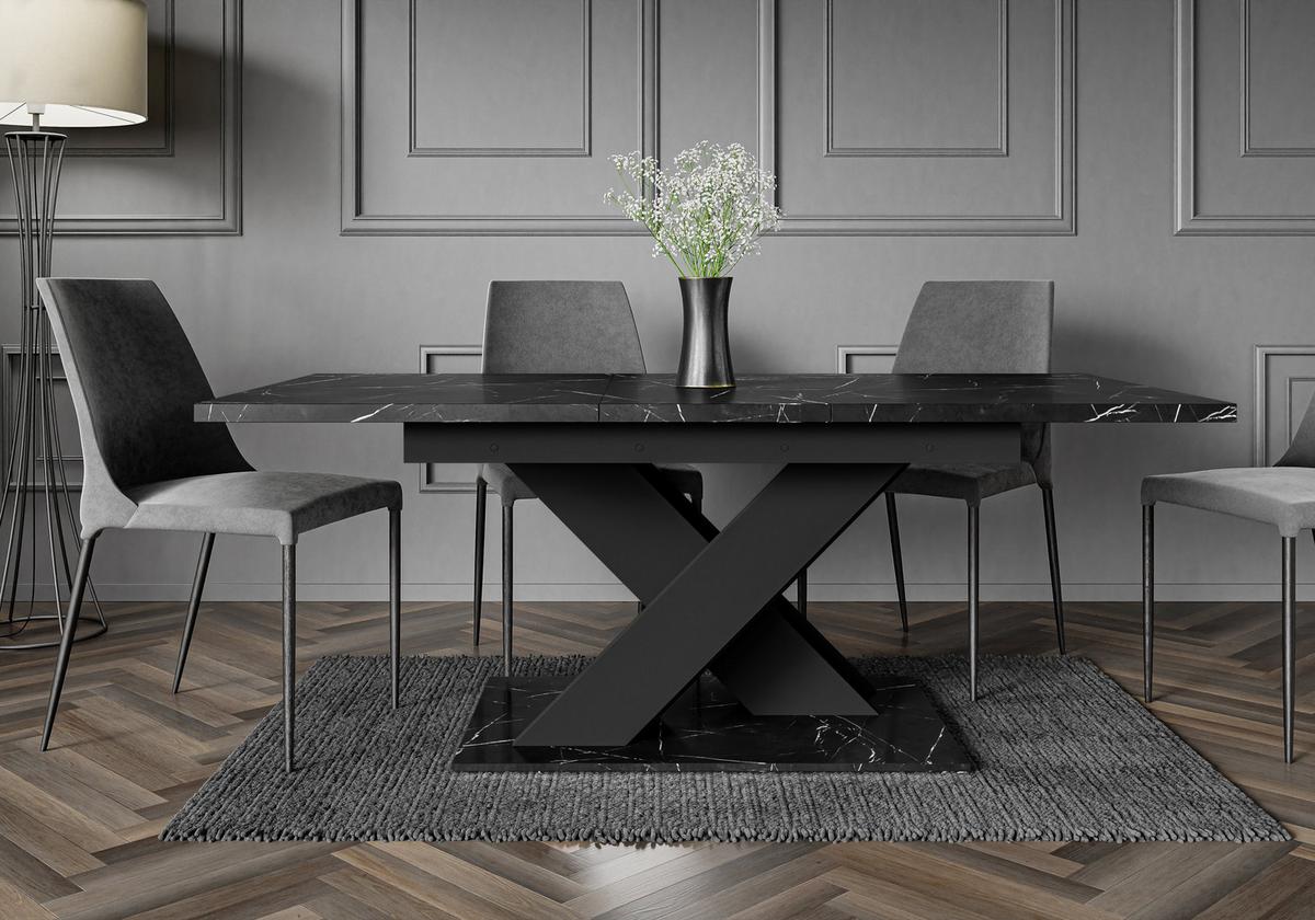 ESSTISCH RUDEN Ausziehbar 140 - 180 / 80 x 76 cm - Hellgrau/Schwarz, Holz (140/80/76cm) - MASSENO