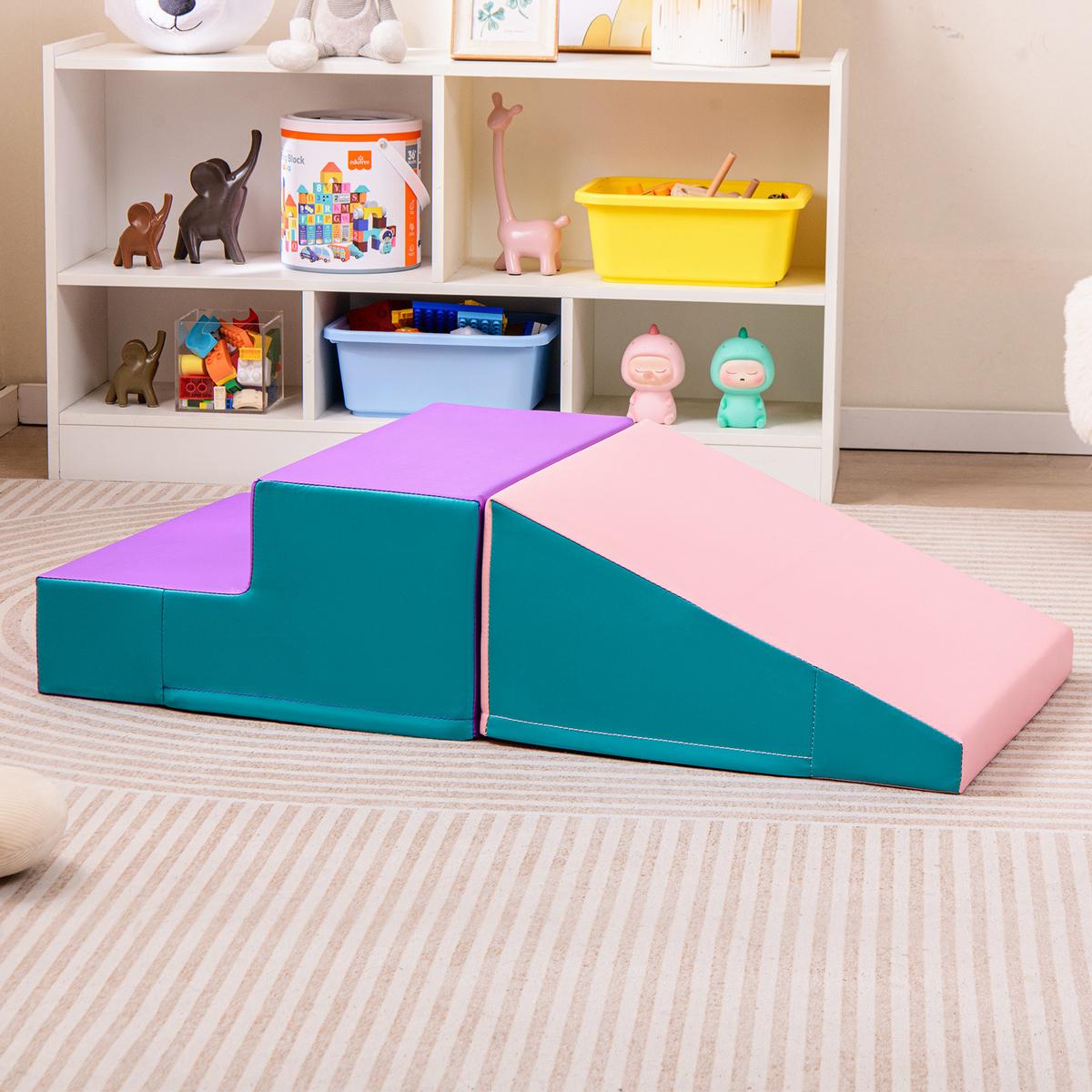 SOFTBAUSTEINE Lila(2er-Set) - Violett, Kunststoff (100/25/50cm) - COSTWAY