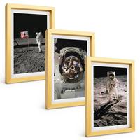 BILDER SET 3er Set - 20x30 cm Goldrahmen - NASA-Mondlandung - Goldfarben, Kunststoff (20/30cm) - TULUP
