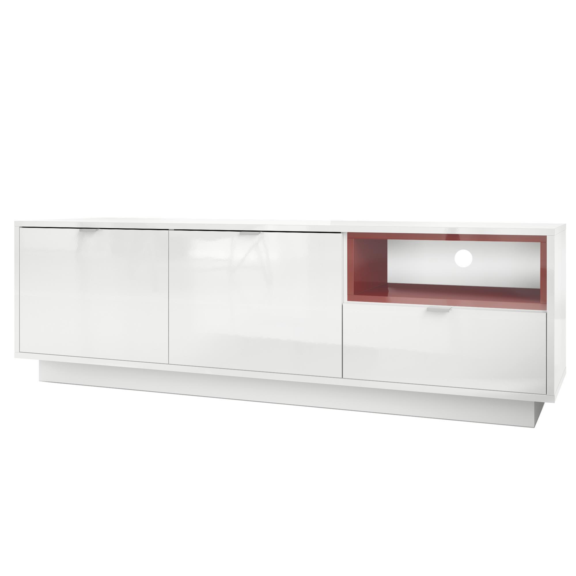 LOWBOARD Metro Einsatz in Bordeaux Hochglanz - Bordeaux, Holzwerkstoff (153/48/37cm) - Vladon