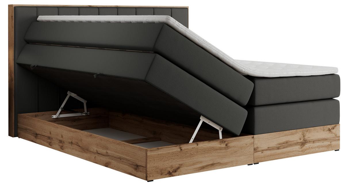 BOXSPRINGBETT BELLISSIMO KING 140/200 Dunkelgrau Kunstleder - H4 - Dunkelgrau, Holz/Textil (140/200cm) - MKS