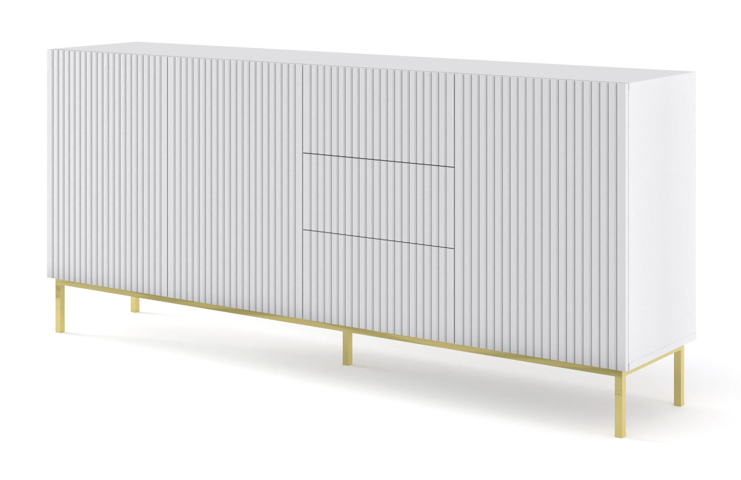 KOMMODE Weiß, Weiß, Gold 200/89/42 - Weiß, Holzwerkstoff (200/89/42cm) - RAUMHIRSCH FURNITURE