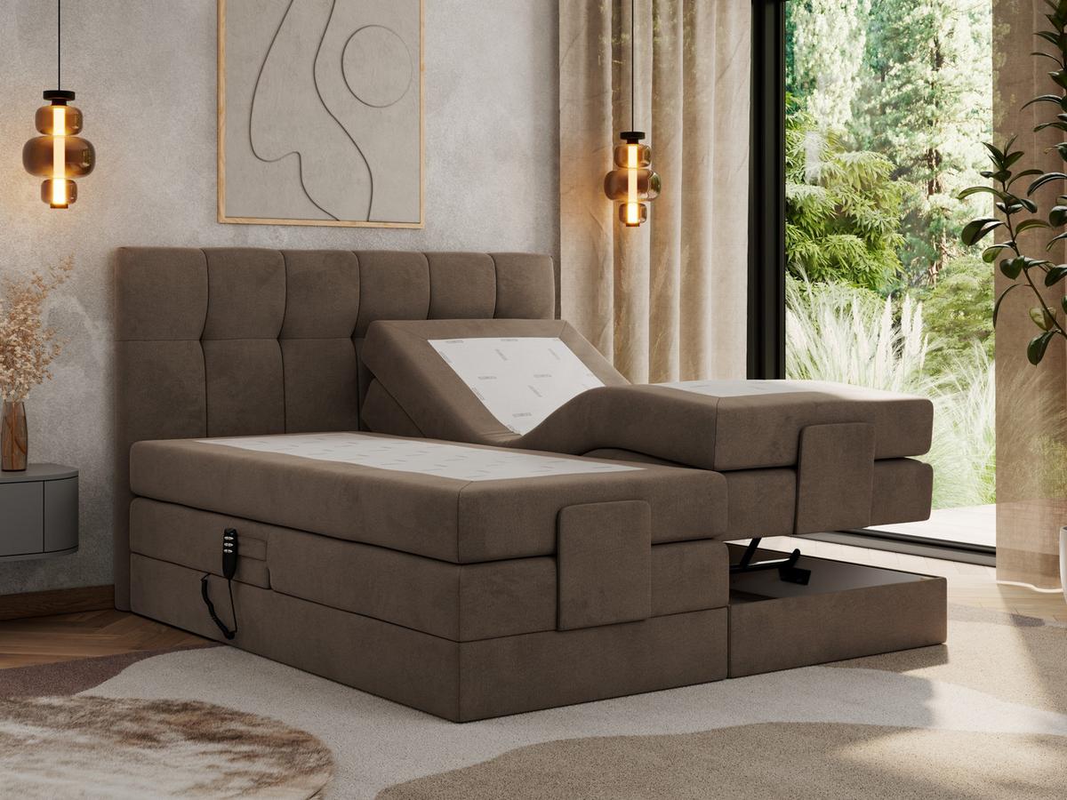 BOXBETT VITTORIA 200/200 - Braun Velvet - H3 - Braun, Holz/Textil (200/200cm) - MKS