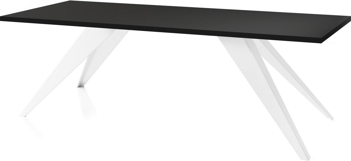 ESSTISCH Vance Weiß rechteckig ausziehbar, Schwarz 140-240/80/76 cm - Schwarz/Weiß, Holzwerkstoff/Metall (80/240/76cm) - WFL GROUP
