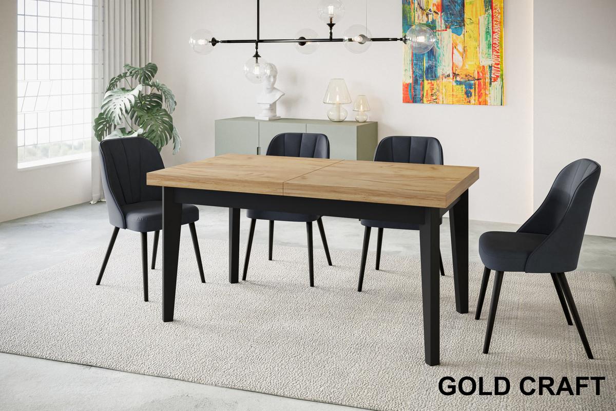 RECHTECKIGER Esszimmertisch SKANDI, ausziehbarer Tisch, Größe: 200-300X100X78 cm, Wohnzimmertisch Farbe: CRAFT, mit Holzbeinen in Farbe Schwarz - Schwarz/Braun, Holzwerkstoff (200/100/78cm) - Alpi-Möbel