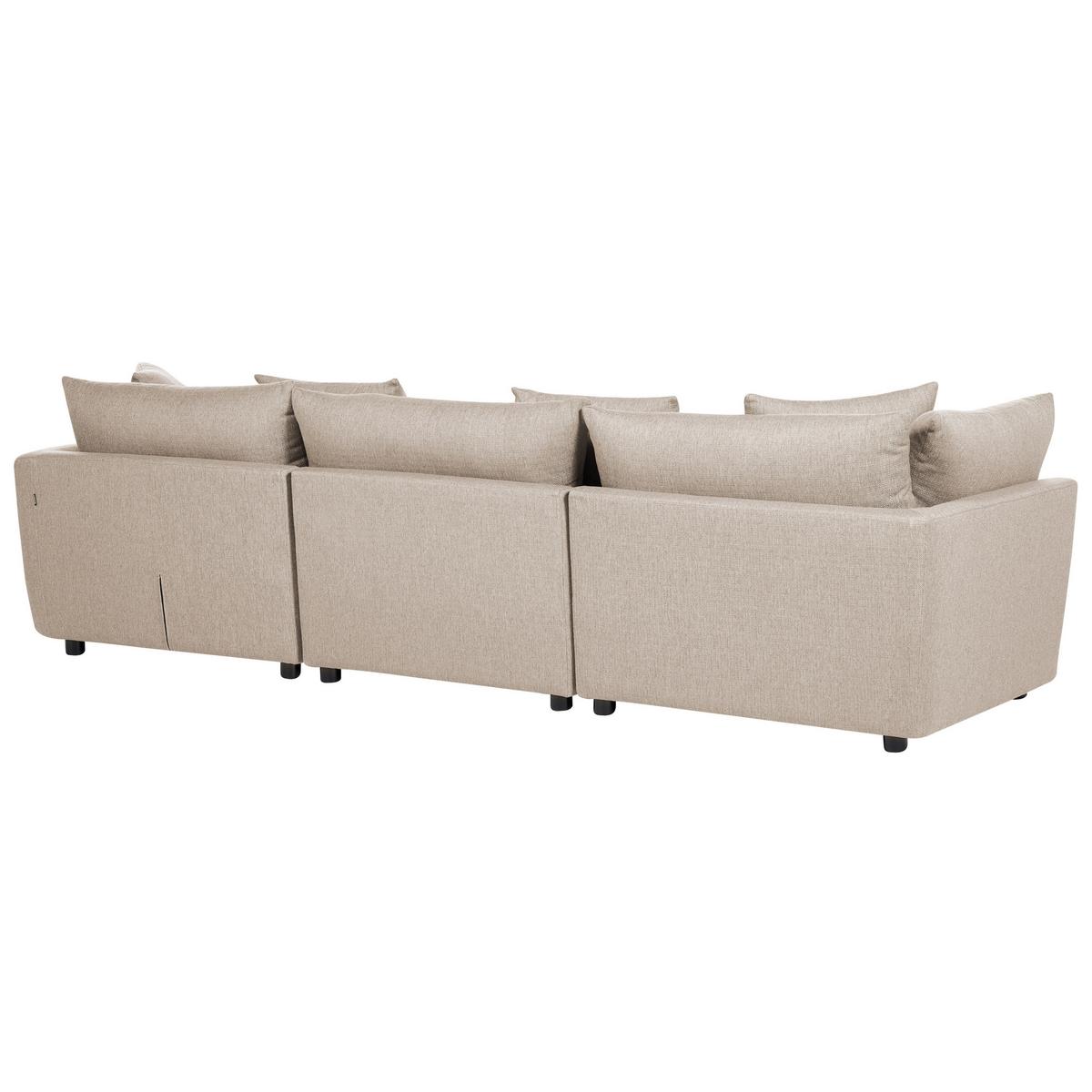 3-SITZER-SOFA beige mit Ottomane Sigtuna - Beige/Schwarz, Textil (300/86/102cm) - Beliani