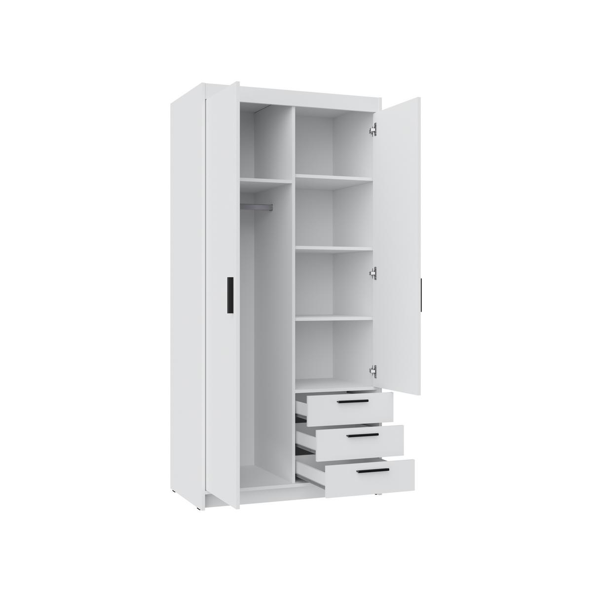 KLEIDERSCHRANK Storicos Eiche Lefkas 89,7/190,5/53 cm - 2T3S Modern mit Schubladen - Braun, Holzwerkstoff/Kunststoff (89.8/190.5/53cm) - AX Living