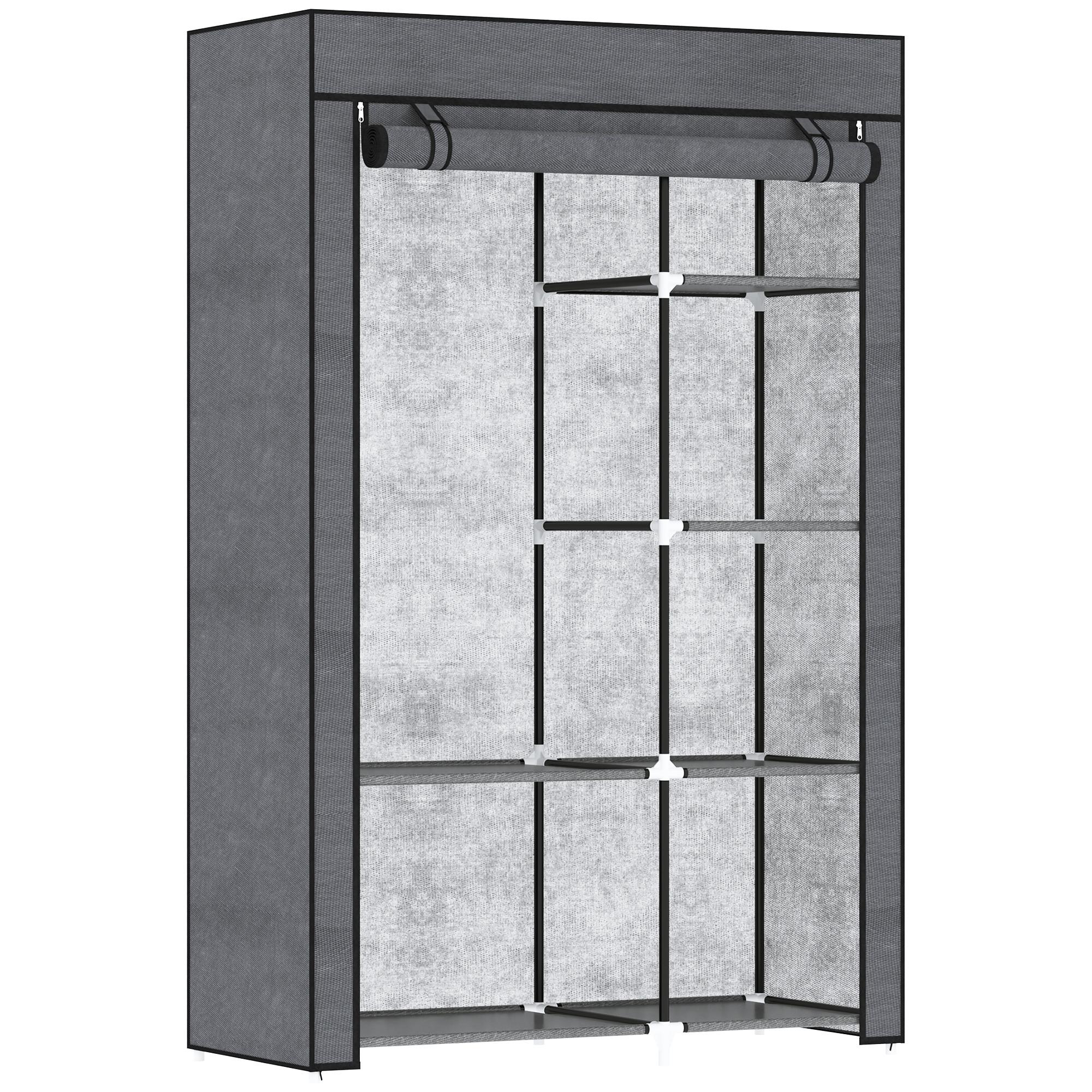 KLEIDERSCHRANK, 6 Fächern, Dunkelgrau, 103 x 43 x 162,5 cm - Dunkelgrau, Metall (43/162.5/103cm) - HOMCOM