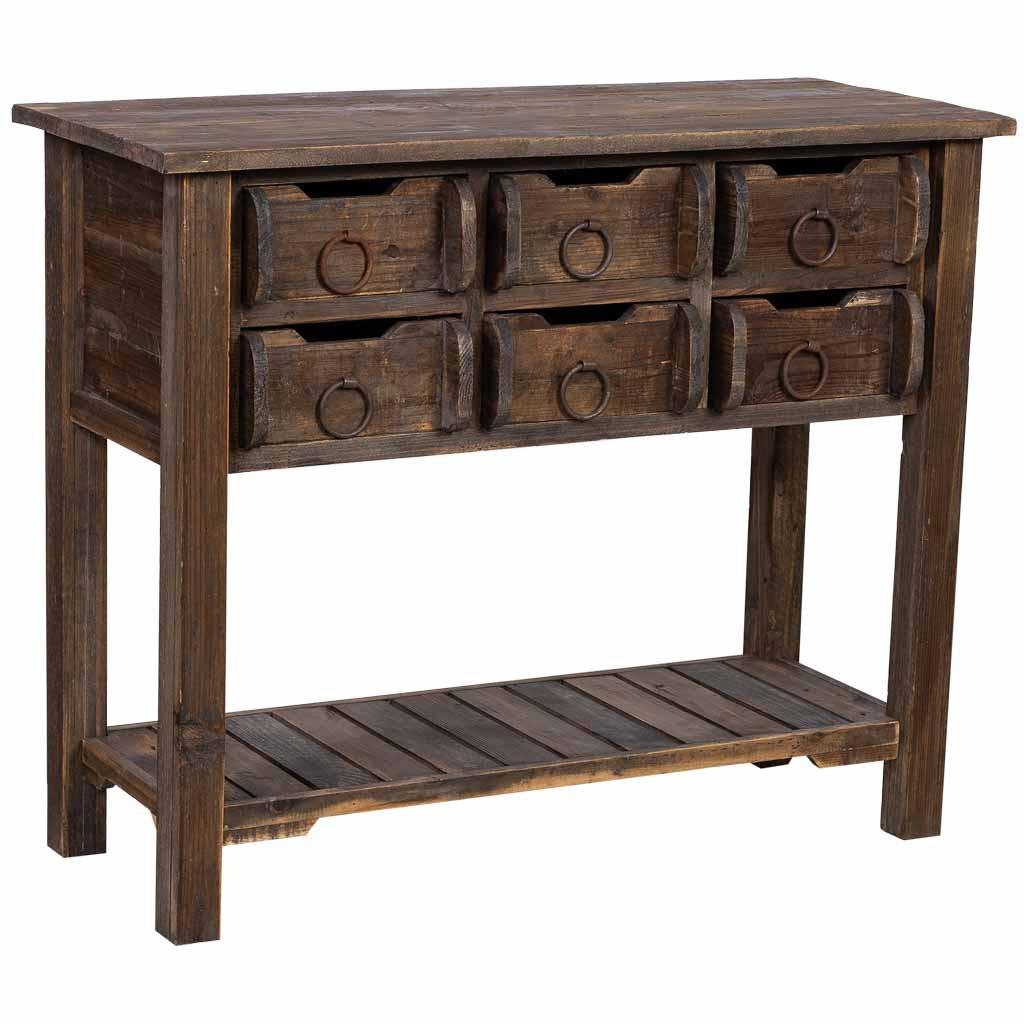 FLURTISCH aus holz mit 6 schubladen 105x45x82 cm - Braun, Holz (45/105/82cm) - Wanderlust