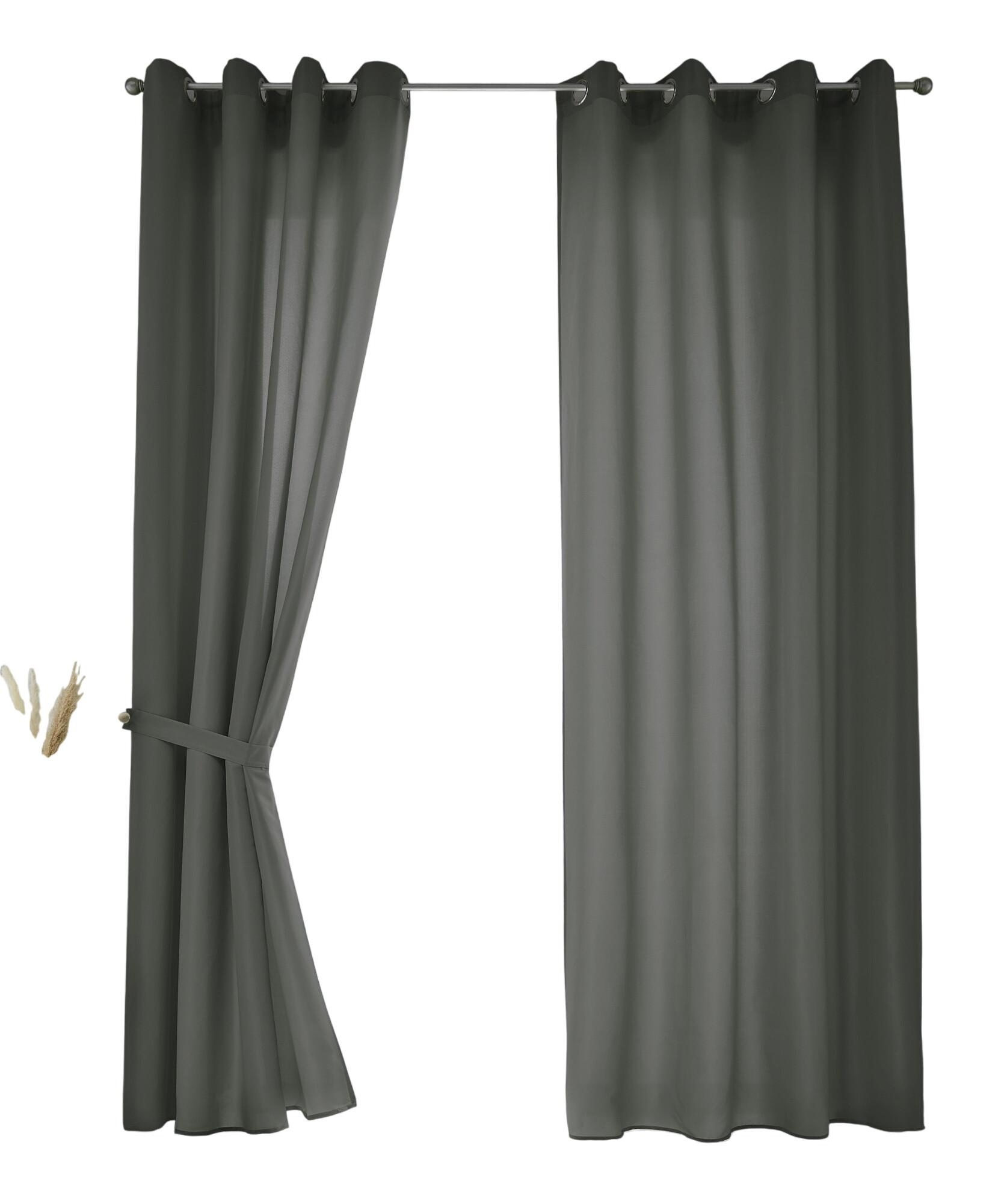 VORHANG 2ER SET BERLIN HxB 175x140cm Dunkelgrau - Dunkelgrau, Textil (140/175/175cm) - Gardinenbox