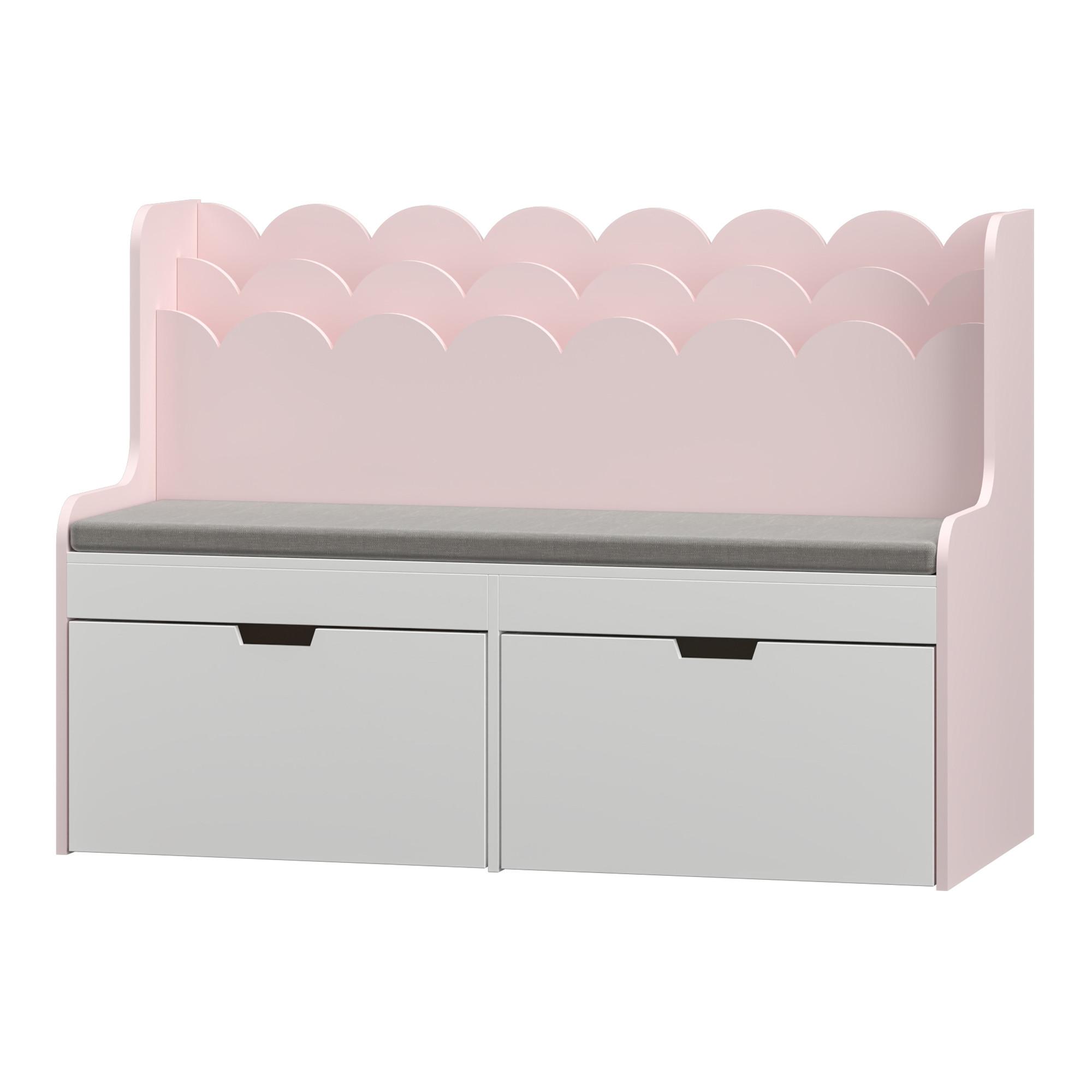 KINDERSITZBANK Vestnes - Hellrosa/Weiß, Holzwerkstoff (100/70/45cm) - [en.casa]