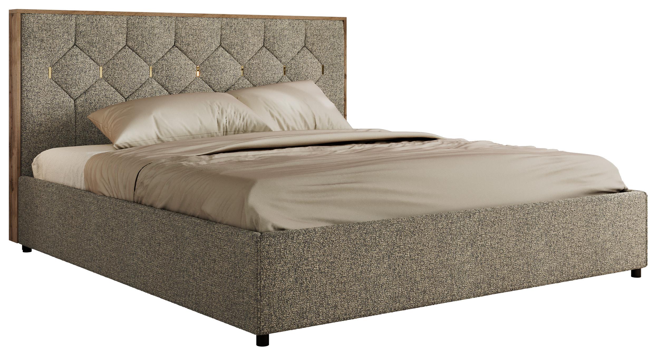 POLSTERBETT LARINO CLASSIC 160/200 - Grau Strukture - Schaum-Matratze - Grau, Textil (160/200cm) - MKS