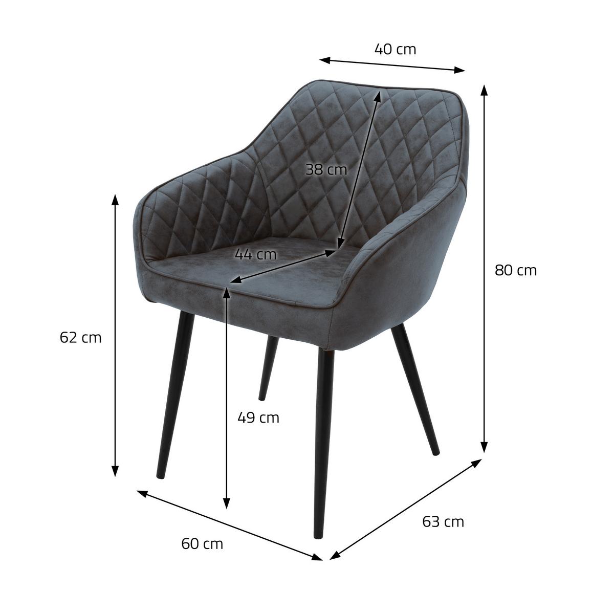 ESSZIMMERSTUHL 4er Set Anthrazit Kunstleder - Anthrazit/Schwarz, Kunststoff/Metall (63/80/60cm) - ML-DESIGN