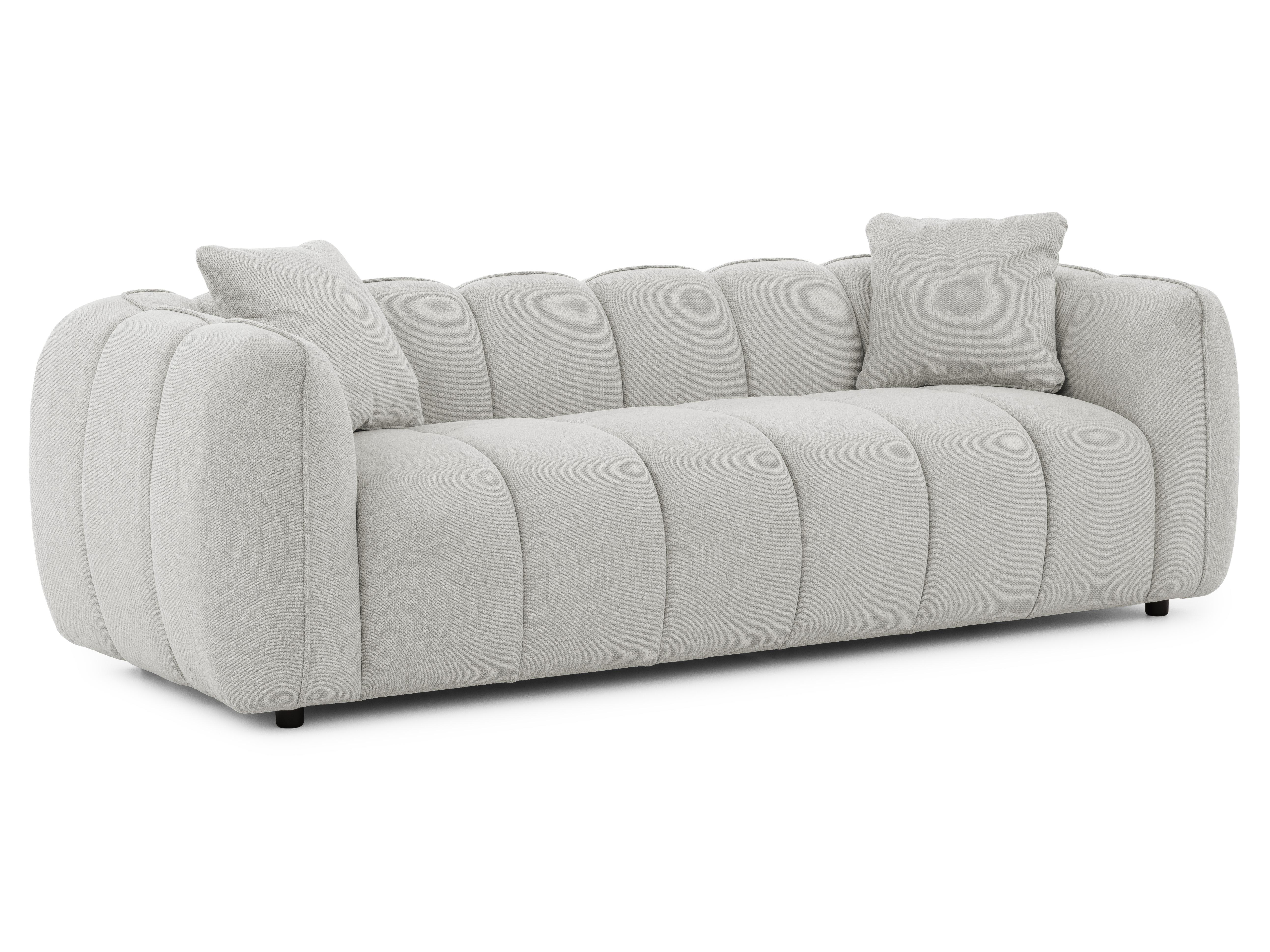 3-SITZER SOFA Nubira in tief gesteppter Bubble-Optik aus weichem Hellgrau Strukturstoff im modernen Design - Hellgrau/Schwarz, Holz/Kunststoff (228/69/89cm) - S-Style Möbel