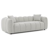 3-SITZER SOFA Nubira in tief gesteppter Bubble-Optik aus weichem Hellgrau Strukturstoff im modernen Design - Hellgrau/Schwarz, Holz/Kunststoff (228/69/89cm) - S-Style Möbel