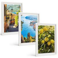BILDER SET 3er Set - 40x60 cm Weißer Rahmen - Straßen am Meer, ein Meer aus Zitronen - Weiß, Kunststoff (40/60cm) - TULUP