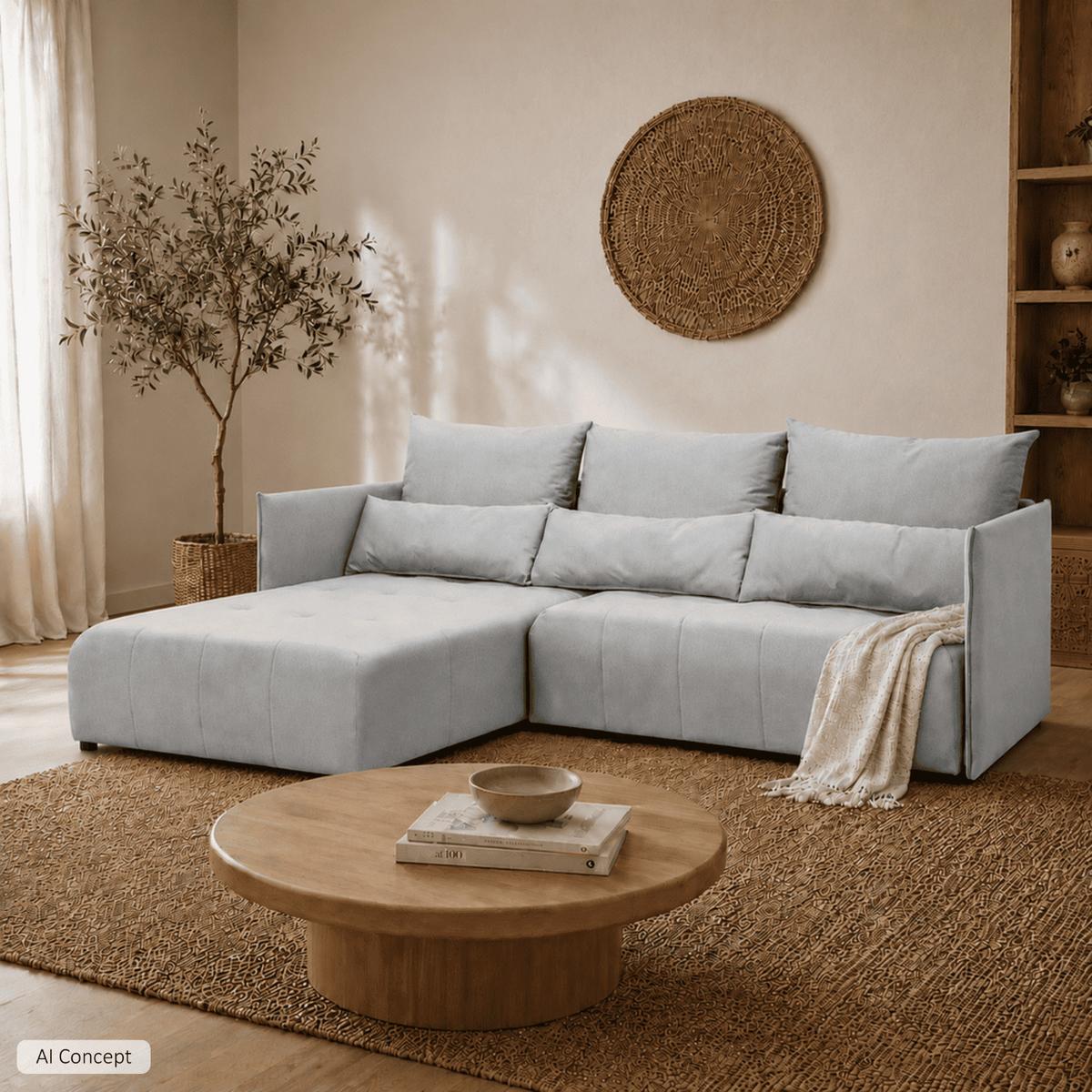 ECKSOFA APOLLO L mit Schlaffunktion und Bettkasten – linke Seite - Grau, Textil (246/188cm) - Lookway