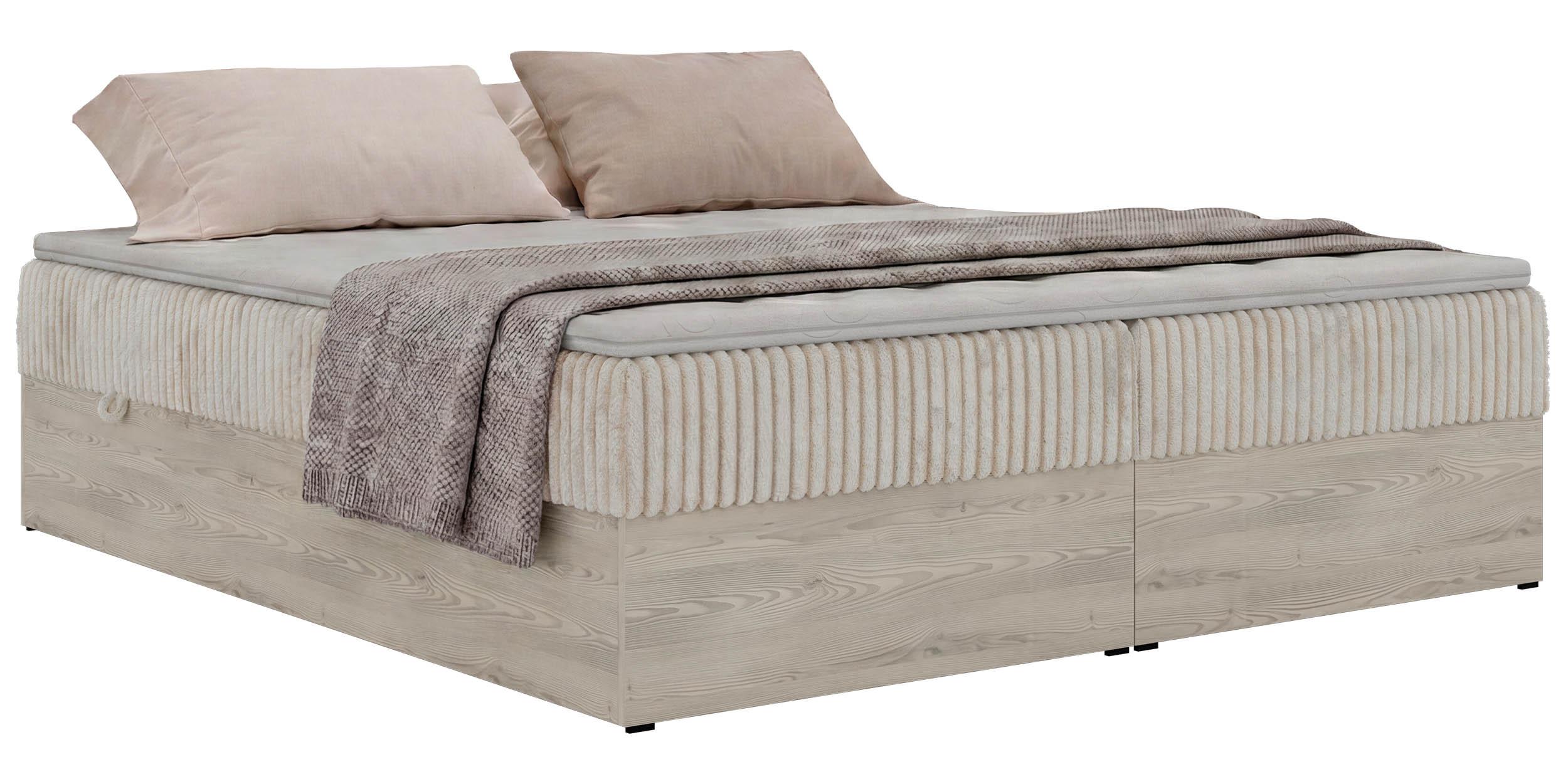 BOXBETT NORDIC ZERO 160/200 - Beige Cord - Topper Visco - H3 - Beige/Schwarz, Kunststoff/Textil (160/200cm) - MKS