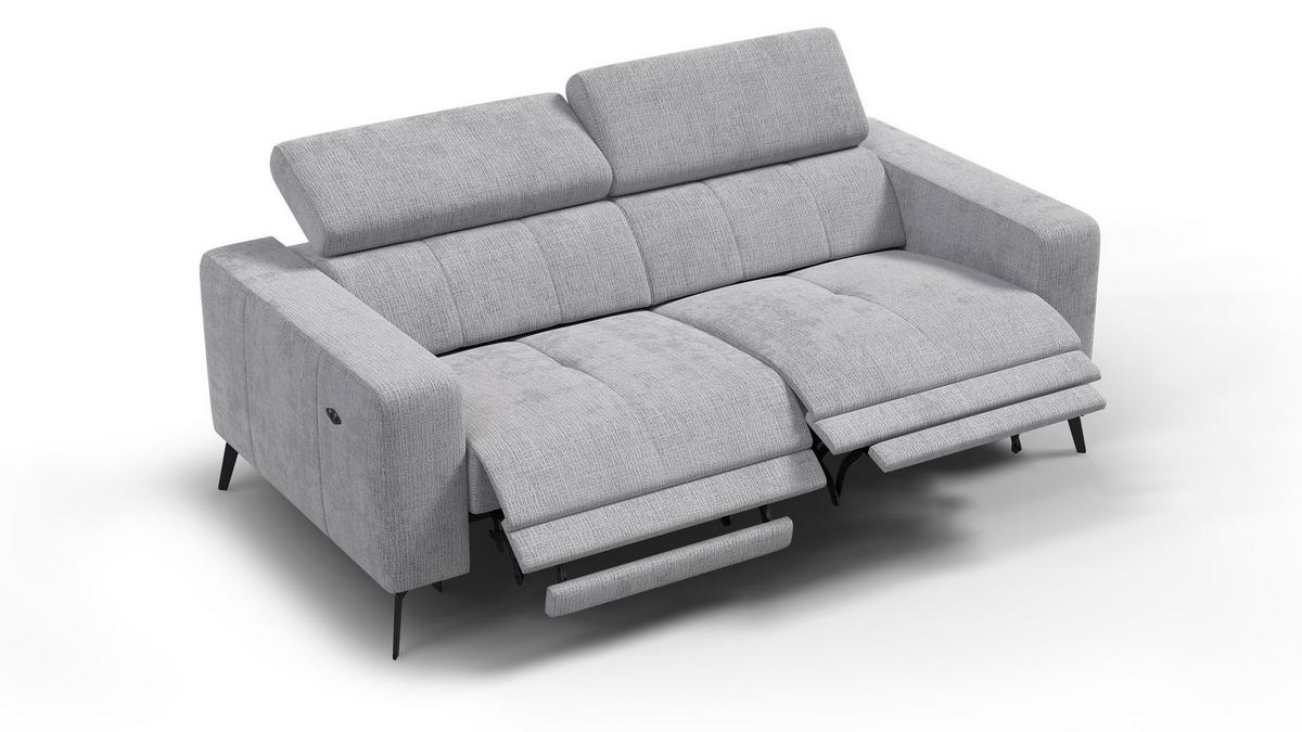 RELAXSOFA MORELLO 3-Sitzer, hellgrau, 2 x Relax Zero Gravity - Hellgrau, Holz/Textil (206/82/103cm) - Wozimo