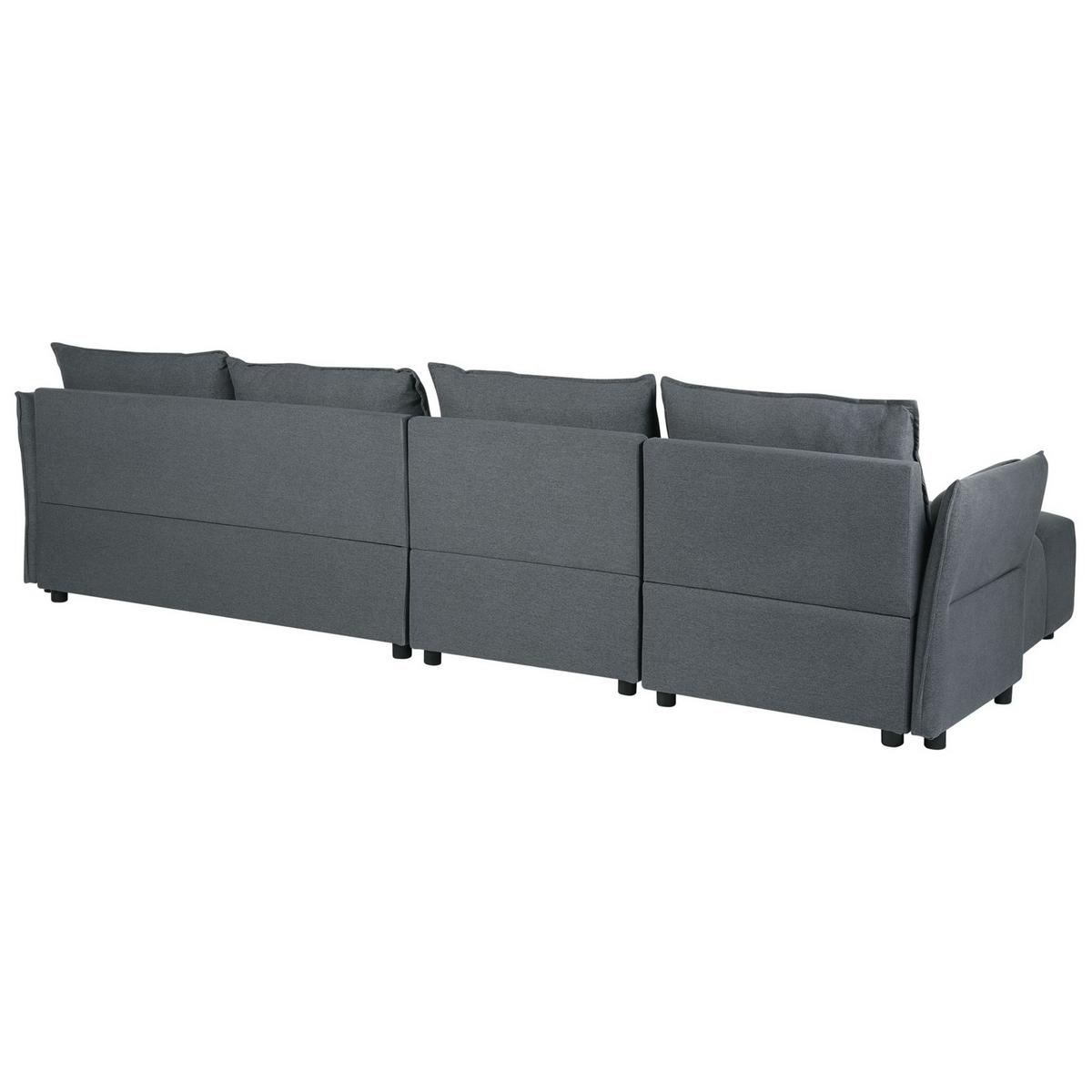 4-SITZER-ECKSOFA Polyester Grau linksseitig Tomra - Graphitfarben, Textil (325/136cm) - Beliani
