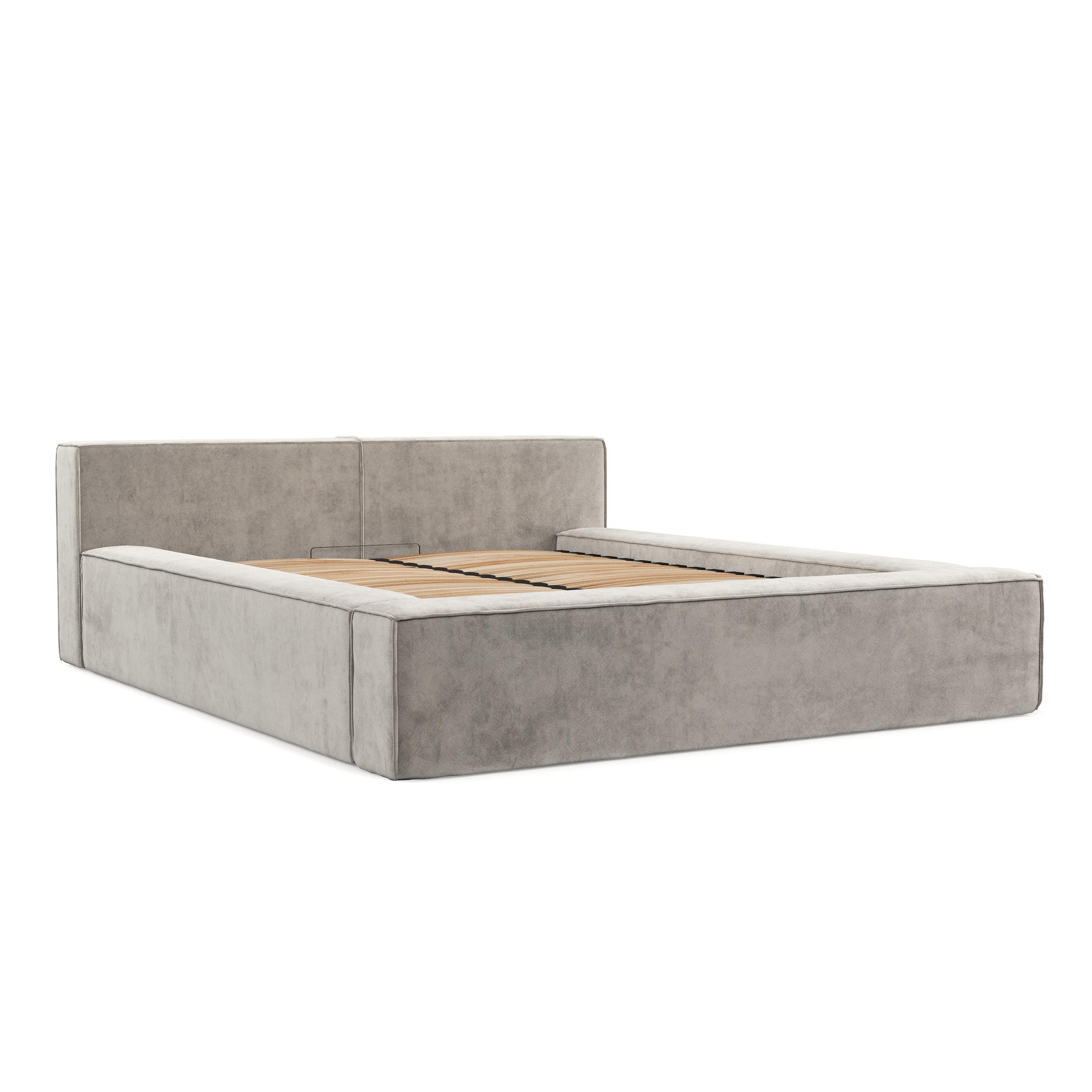 POLSTERBETT Casto mit Stauraum 180/200 cm Hellbeige im Terra NW Stoff - Sandfarben/Schwarz, Holz/Holzwerkstoff (180/200cm) - AltaBeds