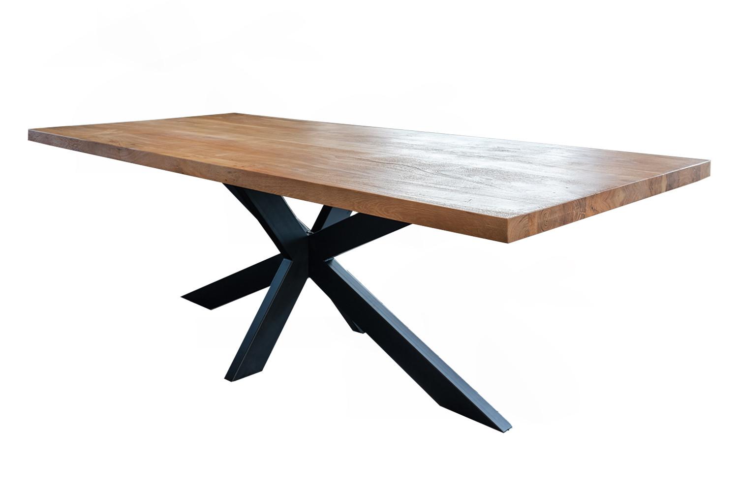 ESSTISCH MIT GERADER KANTE SELVA Braun Akazie - Schwarz/Braun, Holz/Metall (100/200/78cm) - KAWOLA