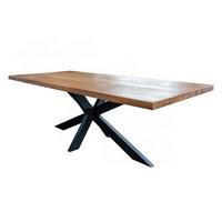 ESSTISCH MIT GERADER KANTE SELVA Braun Akazie - Schwarz/Braun, Holz/Metall (100/200/78cm) - KAWOLA