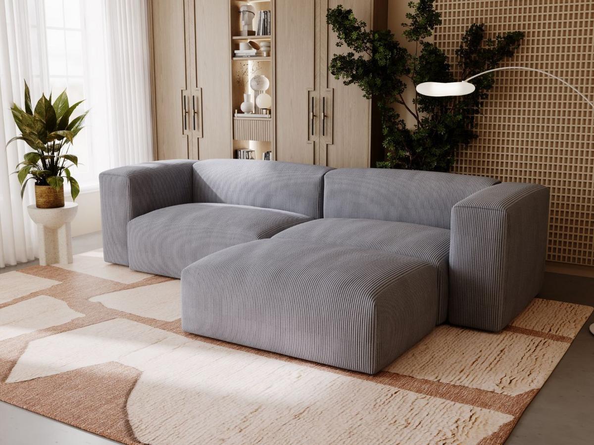 ECKSOFA Landi Grau Rechts - Schwarz/Grau, Kunststoff/Textil (240/180cm) - Graingold
