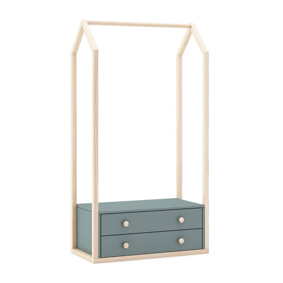 KLEIDERSCHRANK mit 2 Schubladen L80 cm - Esteban - Grün, Holzwerkstoff (40/170/80cm) - Calicosy